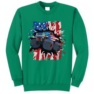 Monster Truck 4th Of July American Flag Usa Sweatshirt