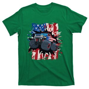 Monster Truck 4th Of July American Flag Usa T-Shirt