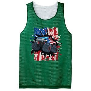 Monster Truck 4th Of July American Flag Usa Mesh Reversible Basketball Jersey Tank