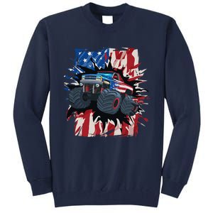 Monster Truck 4th Of July American Flag Usa Tall Sweatshirt