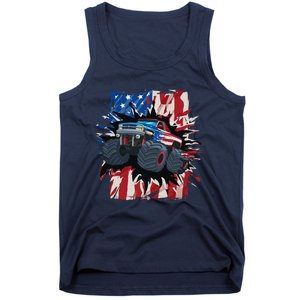 Monster Truck 4th Of July American Flag Usa Tank Top