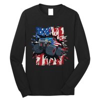 Monster Truck 4th Of July American Flag USA Long Sleeve Shirt