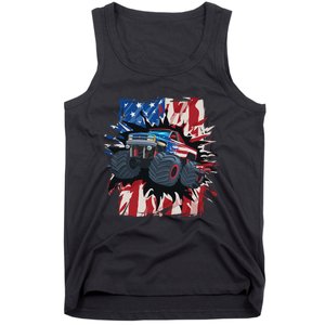 Monster Truck 4th Of July American Flag USA Tank Top