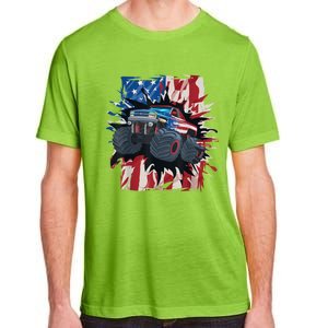 Monster Truck 4th Of JulyBoy American Flag Men USA Adult ChromaSoft Performance T-Shirt