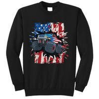 Monster Truck 4th Of JulyBoy American Flag Men USA Tall Sweatshirt