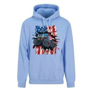 Monster Truck 4th Of JulyBoy American Flag Men USA Unisex Surf Hoodie