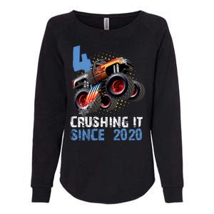 Monster Truck 4 Year Old Crushing It Since 2020 Birthday Womens California Wash Sweatshirt