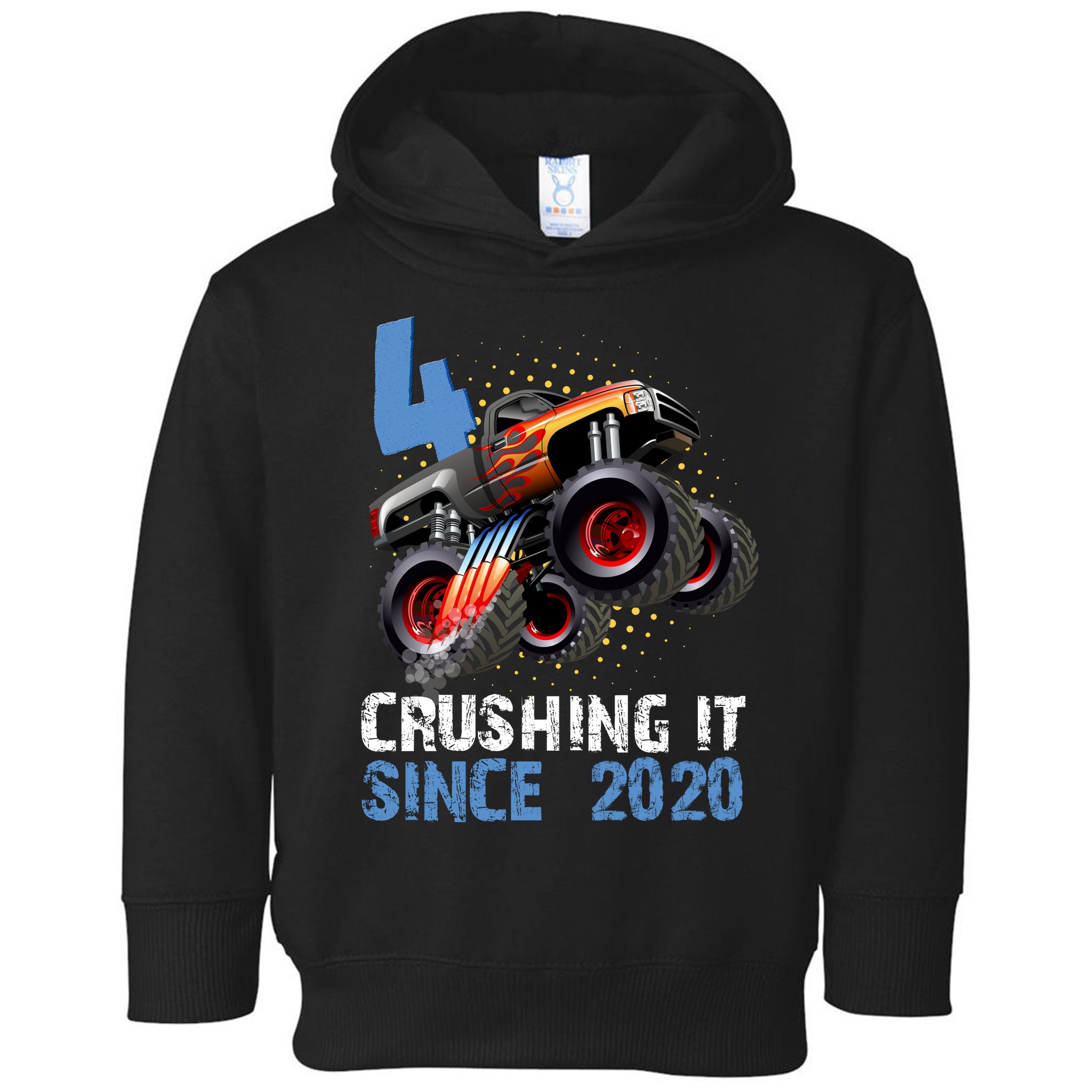Monster Truck 4 Year Old Crushing It Since 2020 Birthday Toddler Hoodie