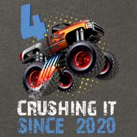 Monster Truck 4 Year Old Crushing It Since 2020 Birthday Cotton Canvas Backpack