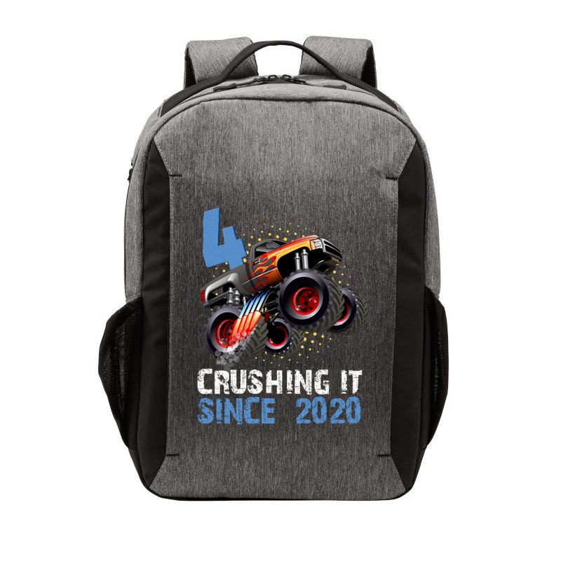 Monster Truck 4 Year Old Crushing It Since 2020 Birthday Vector Backpack
