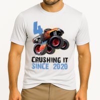 Monster Truck 4 Year Old Crushing It Since 2020 Birthday Cooling Performance Crew T-Shirt