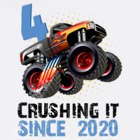 Monster Truck 4 Year Old Crushing It Since 2020 Birthday Cooling Performance Crew T-Shirt