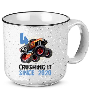 Monster Truck 4 Year Old Crushing It Since 2020 Birthday 15oz Campfire Ceramic Mug