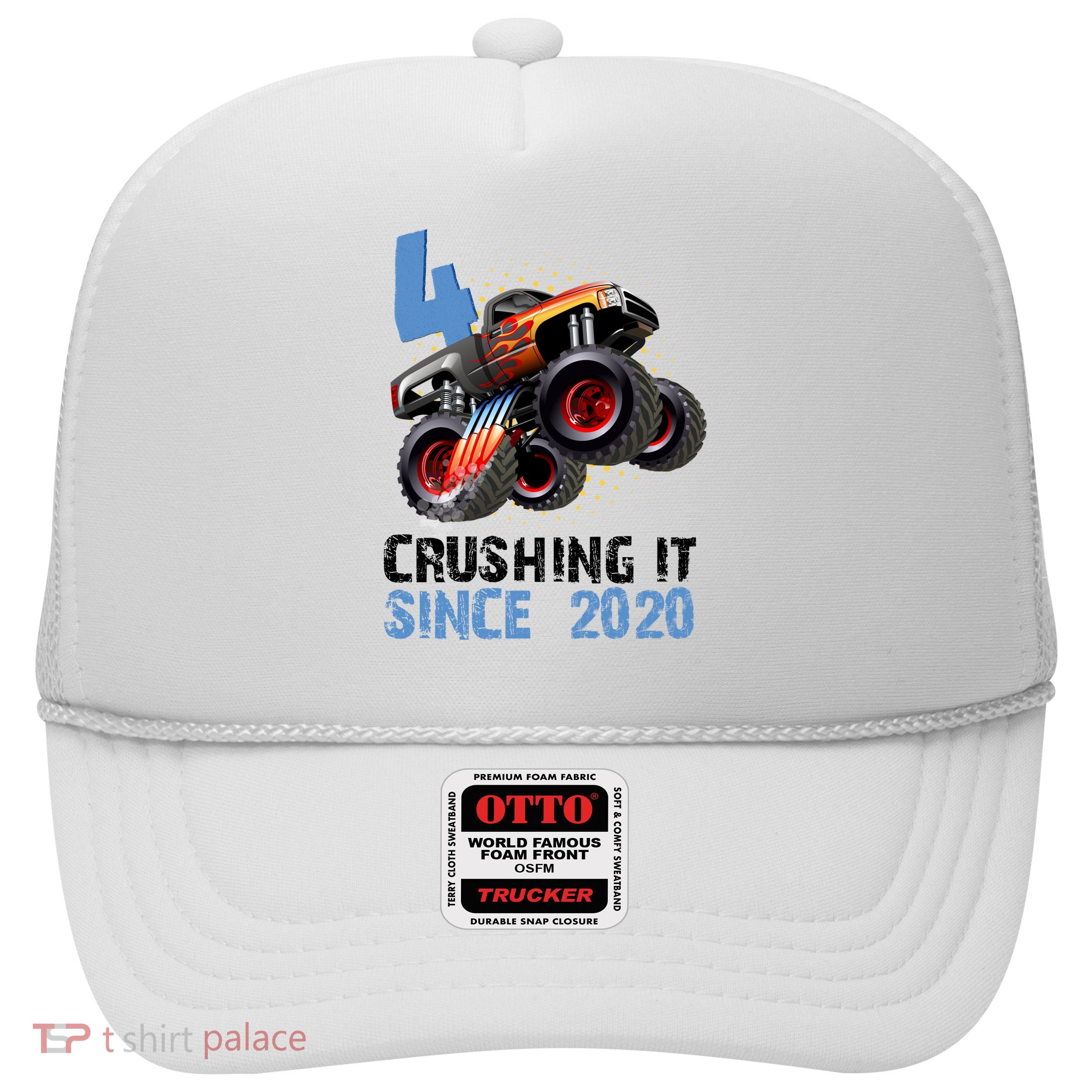 Monster Truck 4 Year Old Crushing It Since 2020 Birthday Trucker Hat
