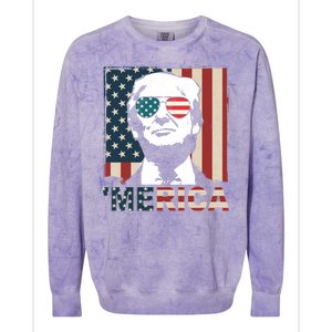 Merica Trump 4th Of July American Flag Republican Colorblast Crewneck Sweatshirt