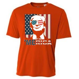 Merica Trump 4th Of July American Flag Republican Cooling Performance Crew T-Shirt