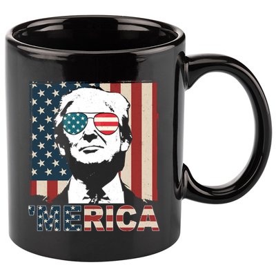 Merica Trump 4th Of July American Flag Republican 11oz C Handle Ceramic Mug