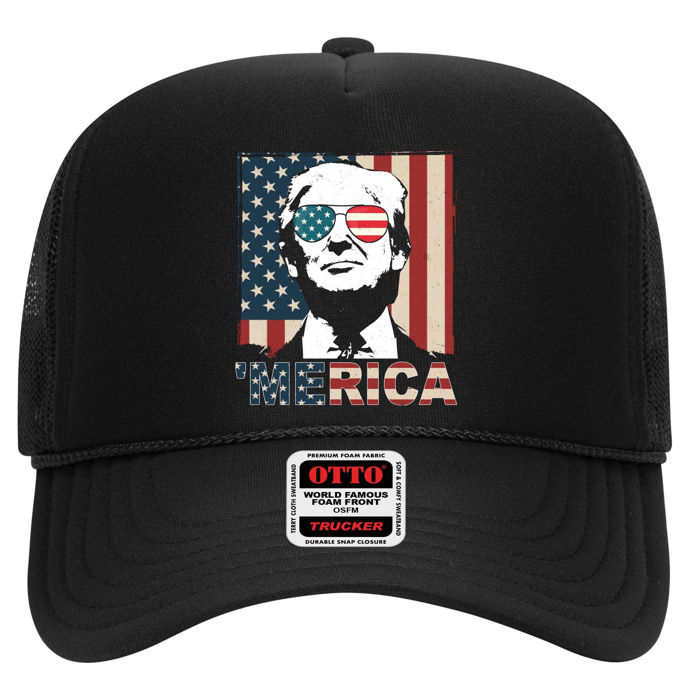 Merica Trump 4th Of July American Flag Republican Trucker Hat