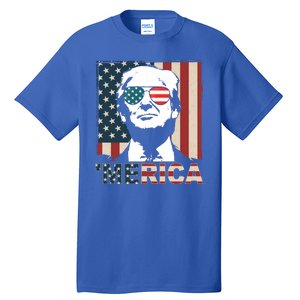 Merica Trump 4th Of July American Flag Republican Tall T-Shirt