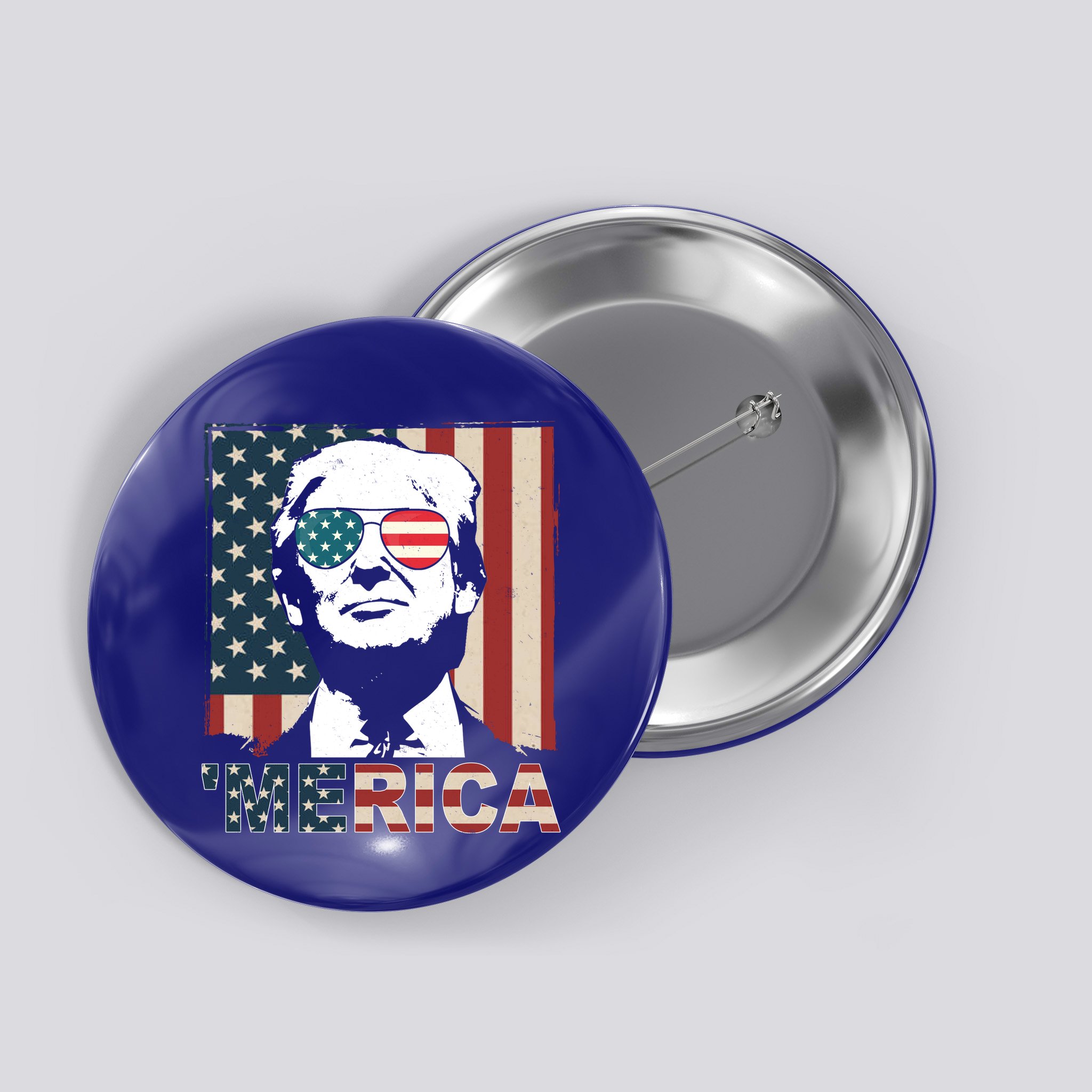Merica Trump 4th Of July American Flag Republican Button