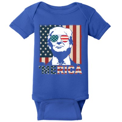 Merica Trump 4th Of July American Flag Republican Baby Bodysuit