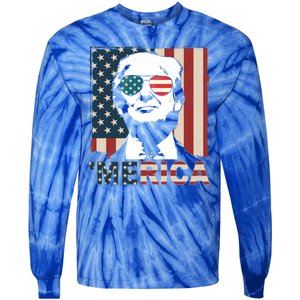 Merica Trump 4th Of July American Flag Republican Tie-Dye Long Sleeve Shirt