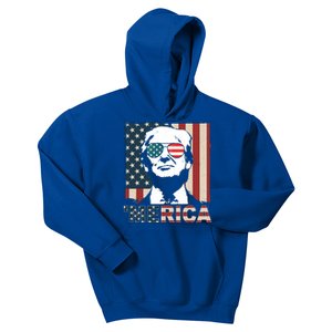 Merica Trump 4th Of July American Flag Republican Kids Hoodie