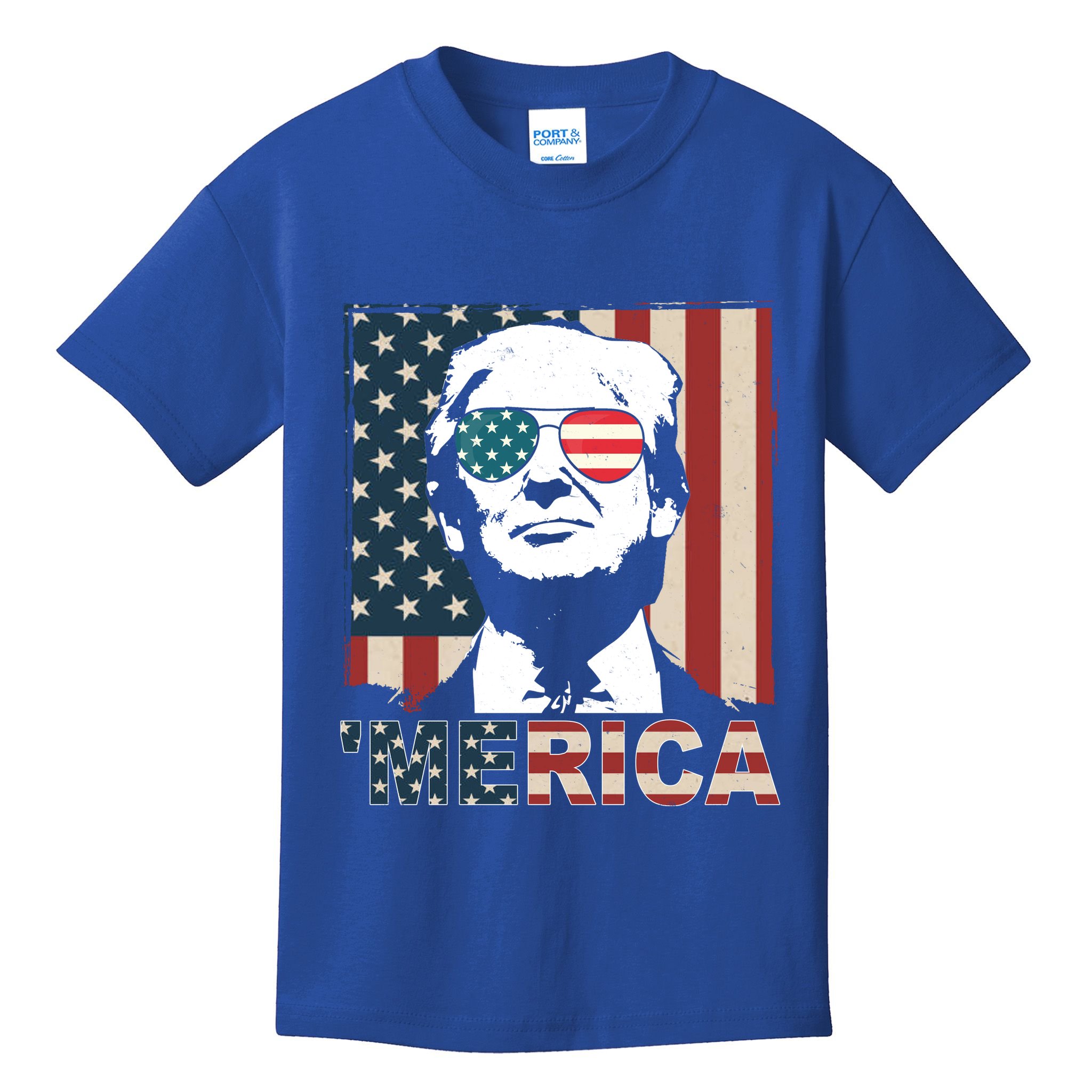 Merica Trump 4th Of July American Flag Republican Kids T-Shirt