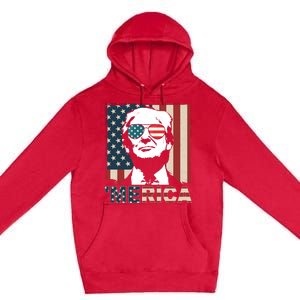 Merica Trump 4th Of July American Flag Republican Premium Pullover Hoodie