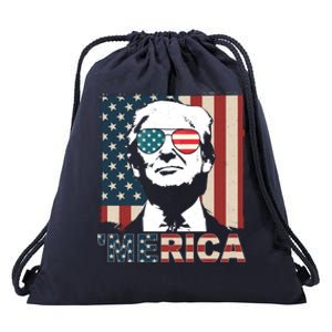 Merica Trump 4th Of July American Flag Republican Drawstring Bag