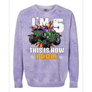 Monster Trucks 5th Birthday Party Five Years Colorblast Crewneck Sweatshirt