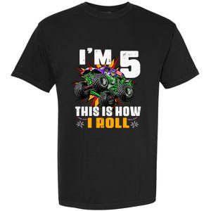 Monster Trucks 5th Birthday Party Five Years Garment-Dyed Heavyweight T-Shirt