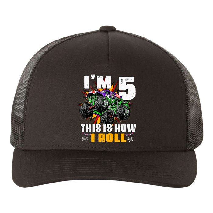 Monster Trucks 5th Birthday Party Five Years Yupoong Adult 5-Panel Trucker Hat