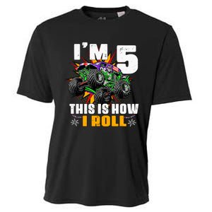 Monster Trucks 5th Birthday Party Five Years Cooling Performance Crew T-Shirt