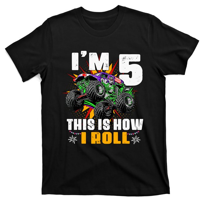 Monster Trucks 5th Birthday Party Five Years T-Shirt