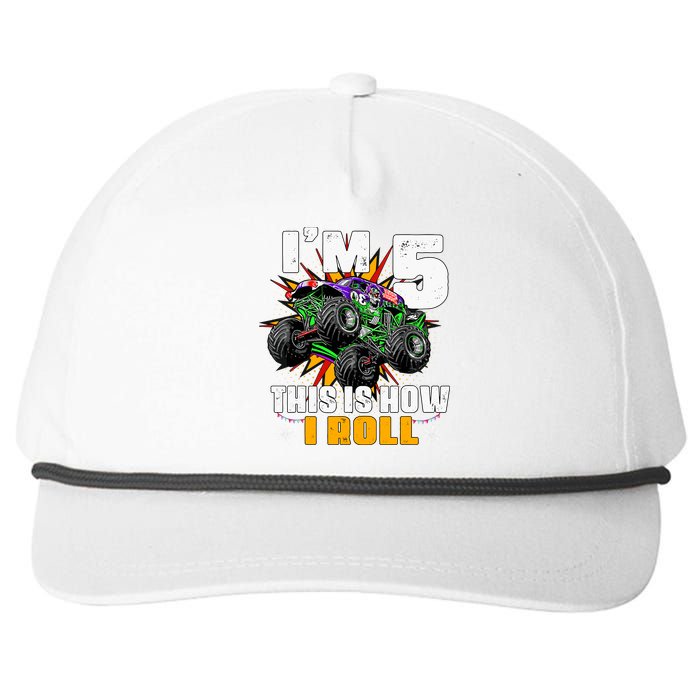 Monster Trucks 5th Birthday Party Five Years Snapback Five-Panel Rope Hat