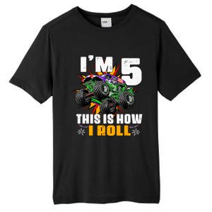 Monster Trucks 5th Birthday Party Five Years Tall Fusion ChromaSoft Performance T-Shirt