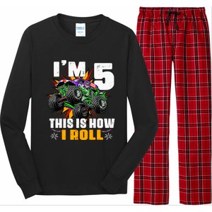 Monster Trucks 5th Birthday Party Five Years Long Sleeve Pajama Set