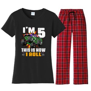 Monster Trucks 5th Birthday Party Five Years Women's Flannel Pajama Set