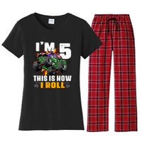 Monster Trucks 5th Birthday Party Five Years Women's Flannel Pajama Set