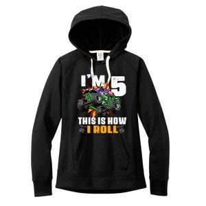 Monster Trucks 5th Birthday Party Five Years Women's Fleece Hoodie