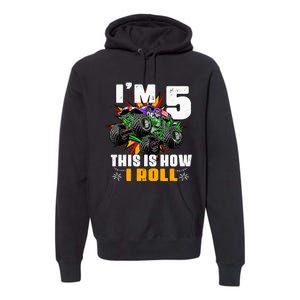 Monster Trucks 5th Birthday Party Five Years Premium Hoodie