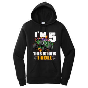 Monster Trucks 5th Birthday Party Five Years Women's Pullover Hoodie