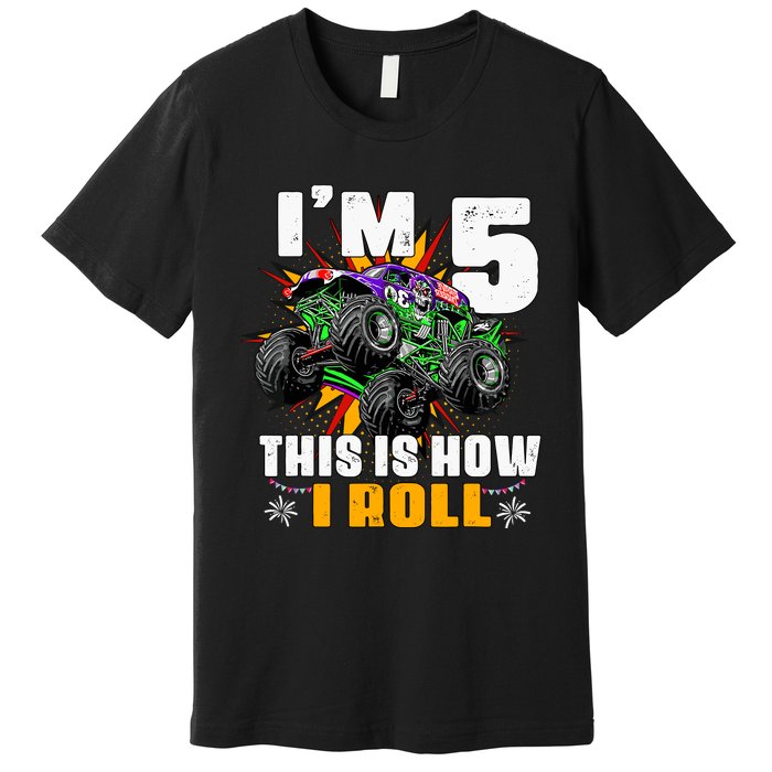 Monster Trucks 5th Birthday Party Five Years Premium T-Shirt