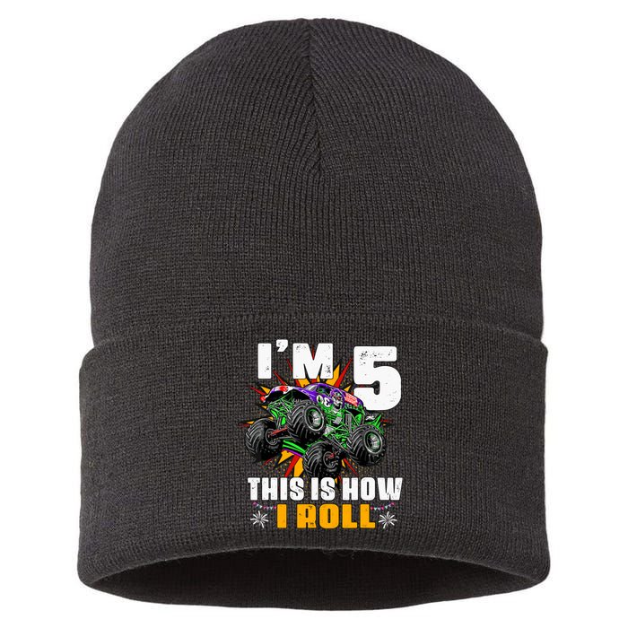 Monster Trucks 5th Birthday Party Five Years Sustainable Knit Beanie