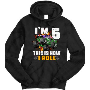 Monster Trucks 5th Birthday Party Five Years Tie Dye Hoodie