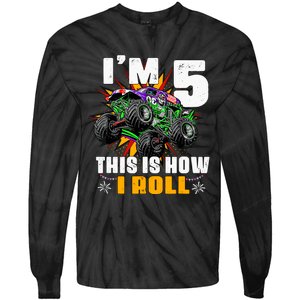 Monster Trucks 5th Birthday Party Five Years Tie-Dye Long Sleeve Shirt