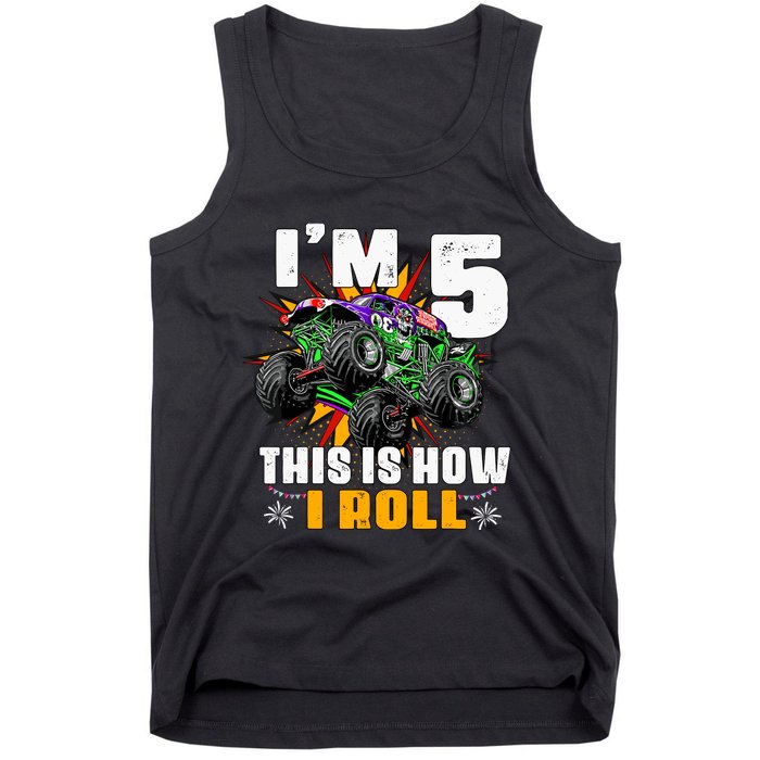 Monster Trucks 5th Birthday Party Five Years Tank Top