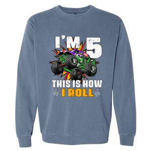 Monster Trucks 5th Birthday Party Five Years Garment-Dyed Sweatshirt