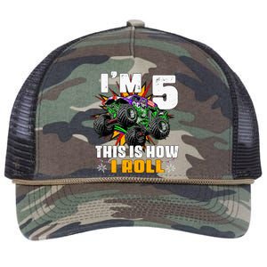 Monster Trucks 5th Birthday Party Five Years Retro Rope Trucker Hat Cap